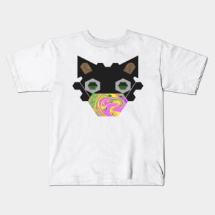 Black Cat Wearing Abstract spring #3 Mask Kids T-Shirt